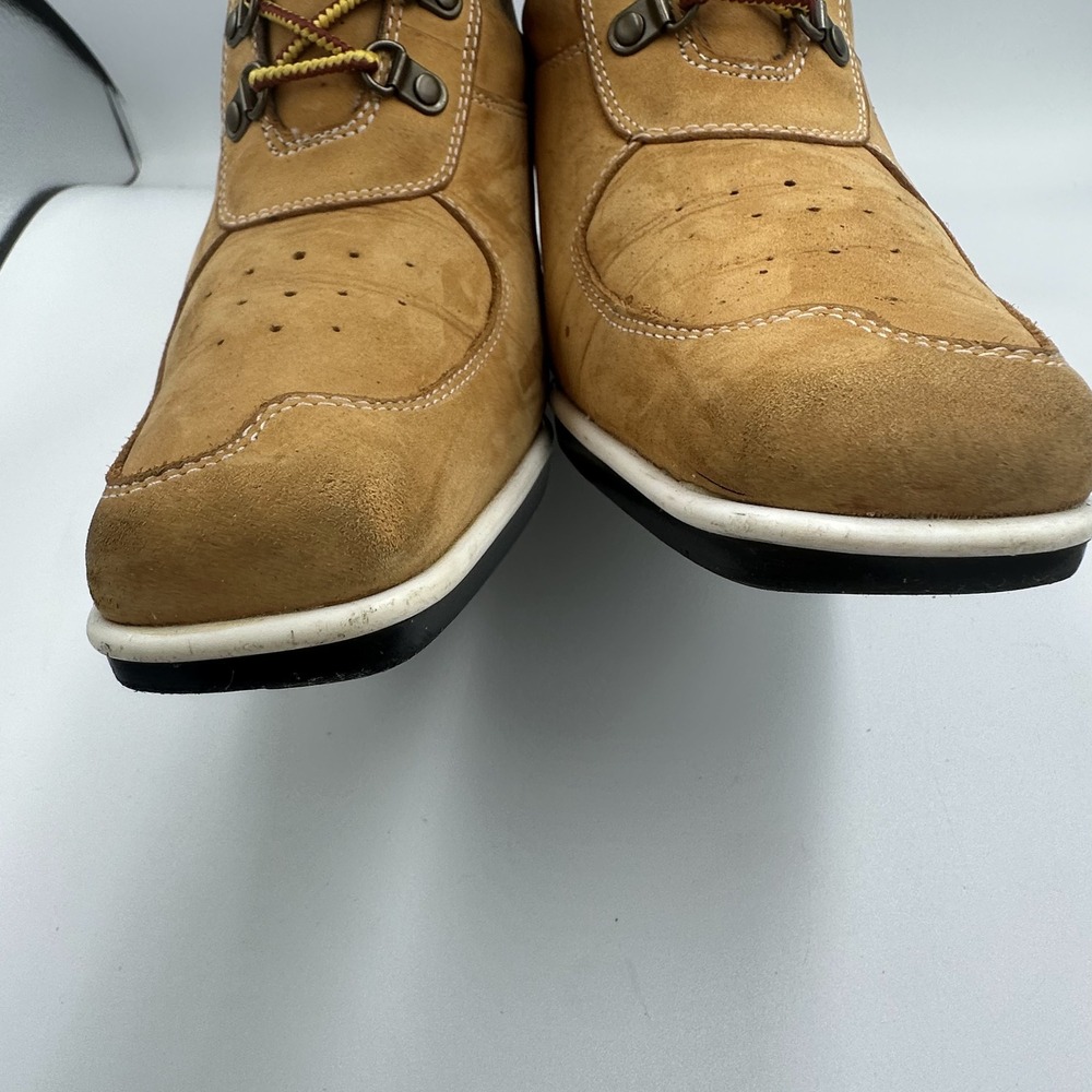 Timberland 19345 Womens Wheat Leather Lace Up Wedge Ankle Boots Square Toe 8M - Picture 11 of 13